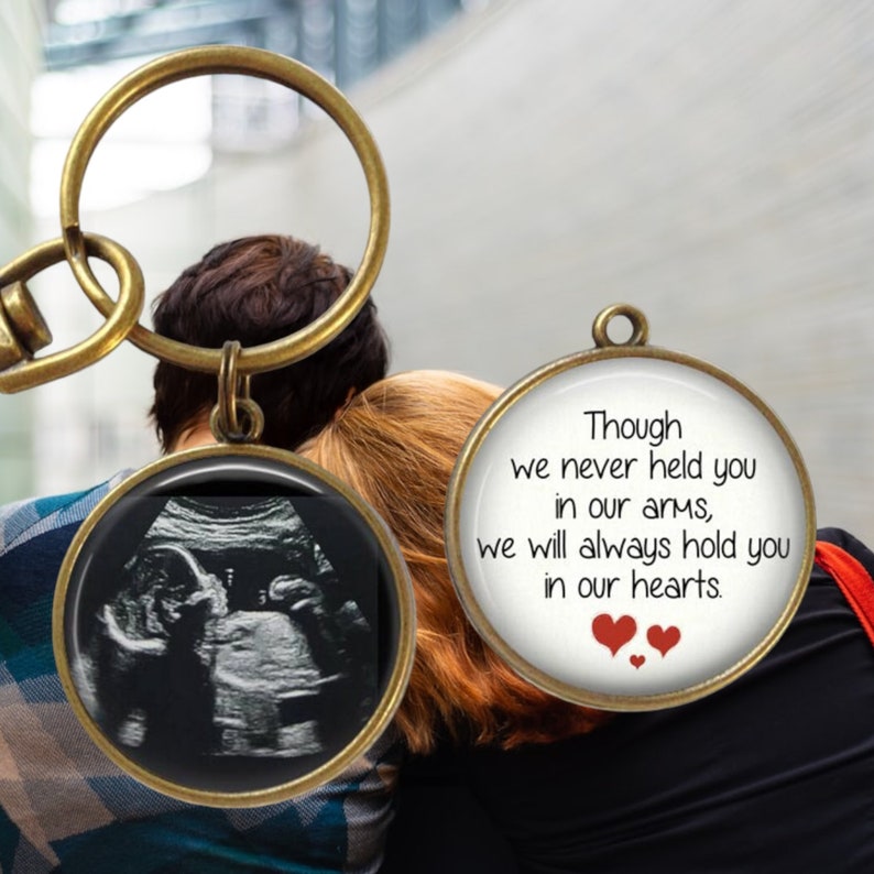 Miscarriage Keepsake Keychain Your Baby's SONOGRAM Ultrasound Double Sided Key Ring Baby Sonogram Jewelry Baby Memorial Jewelry image 1