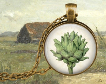 Artichoke Necklace - Vegetable Pendant - Botanical Jewelry - Green Jewelry - Vegetarian Gifts - Vegan - Nature Lover Gift - Cooking Gifts