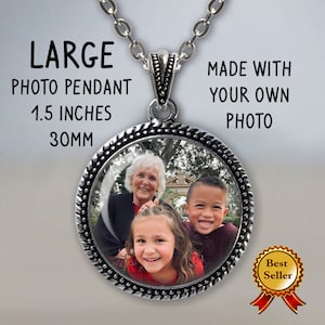Large Photo Pendant Necklace Your Own Photo Photo Jewelry Photo Necklace Custom Picture Necklace Personalized Necklace ANTIQUE SILVER