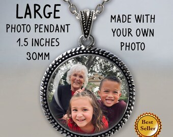 Large Photo Pendant Necklace - Your Own Photo - Photo Jewelry - Photo Necklace - Custom Picture Necklace - Personalized Necklace