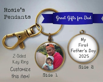 Personalized Photo Keychain - First Father's Day Gift, Custom Quote