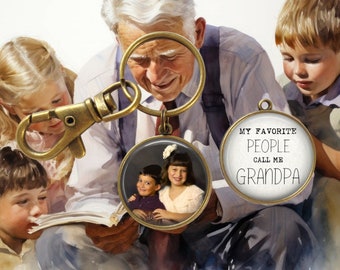 Grandfather Gift - Grandpa Key Ring - Grandfather Keychain - My favorite people call me grandpa - Grandpa Father's Day Gift