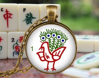 Mahjong Tile Necklace: Chinese Game Jewelry, Player Gift