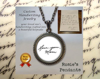 Custom Handwriting Necklace - Handwriting Jewelry - Handwriting Keepsake - Your Actual Handwriting - Family Heirloom Gifts