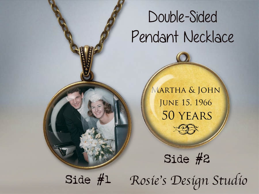 50th Wedding Anniversary Pendant Necklace Custom Photo Etsy