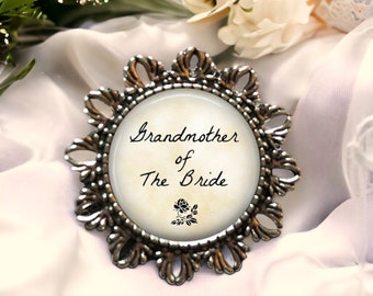 Grandmother or Great Grandmother of the Bride or Groom BROOCH - Wedding Jewelry - Gift for Wedding Relatives - Bride Grandpa Pin - Abuela