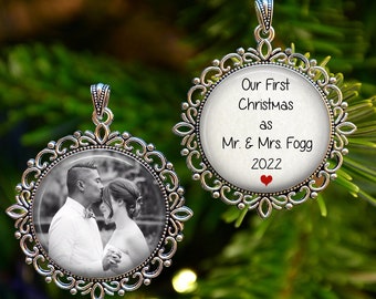 PHOTO Christmas Ornament - Our First Christmas Together - 1st Christmas as Couple - Personalized Ornament - Newlyweds - Picture Ornament