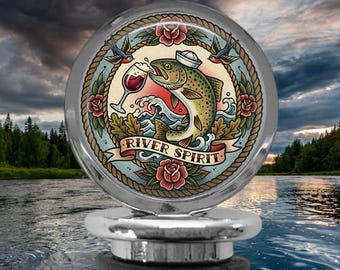 Trout Fish Drinking Wine Bottle Stopper: Funny Wine Gift, Tattoo Art, River Spirit
