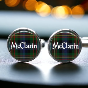 Personalized TARTAN Plaid Cufflinks - Scottish Clan Gifts - Heritage Heirloom Cuff Links - Family Name Gifts - Customized Tartans