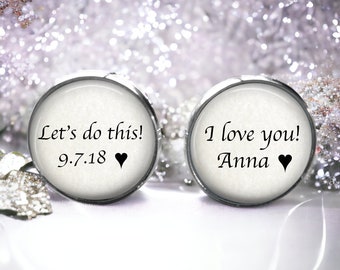 Custom Groom Cufflinks: Personalized Wedding Date, Gift from Bride