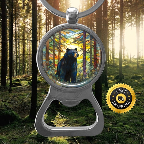 Black Bear Bottle Opener Key Ring: Wildlife Lover Gift