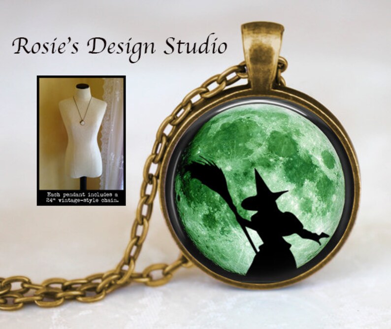 Wicked Witch Necklace Pendant Necklace Green Witch Jewelry Etsy