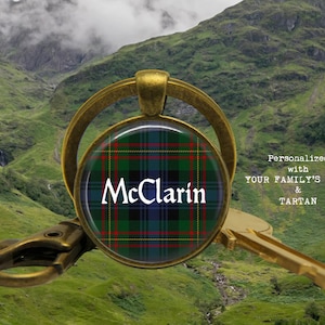 Family TARTAN and Name CUSTOM Key Ring - Scottish Tradition - Scotland - England - Ireland - Tartan Jewelry - Personalized Gift