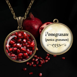 POMEGRANATE SEEDS Necklace - Vintage Double Pendant Necklace - Punica Granatum - Botanical Jewelry - Pomegranate Seeds Pendant - Persephone