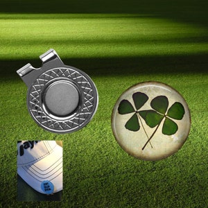 Lucky Four Leaf Clover Golf Ball Marker  - Golf Hat Clip - Golf Ball Marker - Irish Luck Putt Marker - Green Golf - Gifts for Son - Husband