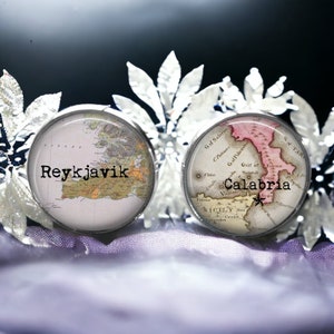 BOUTONS DE MANCHETTE CARTE PERSONNALISÉS - Boutons de manchette carte - Boutons de manchette mariage - Cadeau pour le marié Boutons de manchette - Carte des mariés - Boutons de manchette amour longue distance
