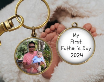 My First Father's Day Photo Key Ring - New Daddy Gifts  - Father's Day Picture Gifts - Personalized Father's Day Key - 1st Fathers Day