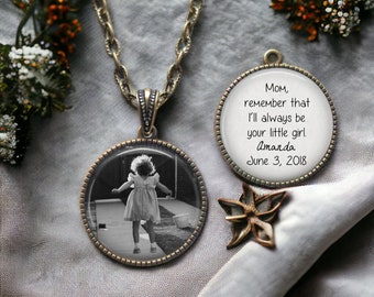 Mother of the Bride Pendant Necklace - Custom Photo Wedding Jewelry - Mother of Bride Thank you Gift - Mom of Bride - Stepmother of Bride