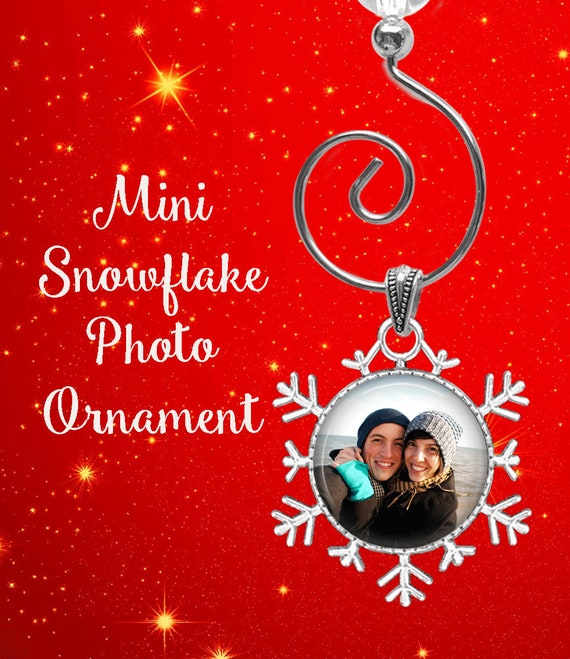 Mini Snowflake PHOTO Christmas Ornament Small Ornaments Picture Ornament  Gifts First Christmas Together Tabletop Tree Ornaments 