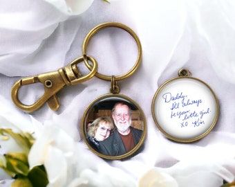 HANDWRITING and PHOTO  Keychain - Your Own Handwriting Key Ring - Custom Handwriting Jewelry - Hand Writing Jewelry - Handwritten Gift