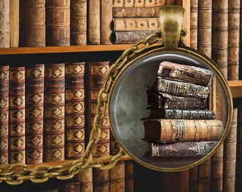 Antique Book Stack Jewelry: Librarian Reader Gift