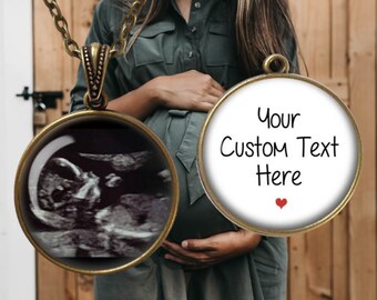 Your Baby's SONOGRAM Image and YOUR Own Message - Rainbow Baby - Ultrasound - Sonogram Custom Jewelry - Baby Sonogram Jewelry