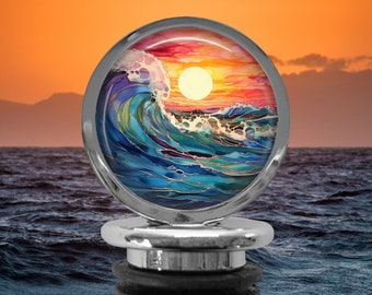 Ocean Wave Wine Stopper: Sunset Beach Barware Gift