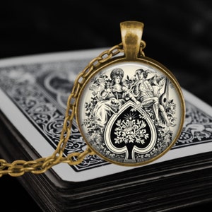 Playing Card Jewelry - Pendant Necklace Vintage Playing Card Ace of Spades - Card Player Gift - Gambling Good Luck - Poker Player Gift