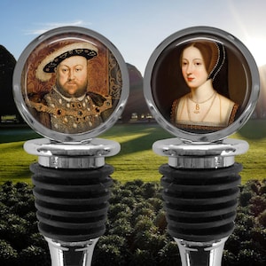 King Henry VIII and Anne Boleyn Double Sided Wine Stopper - British Monarchy - History Lover Gift - Queen of England - Tudors - Gifts