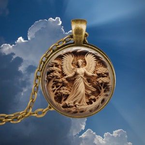 Angel Pendant Necklace: Bronze Finish, Christmas Jewelry