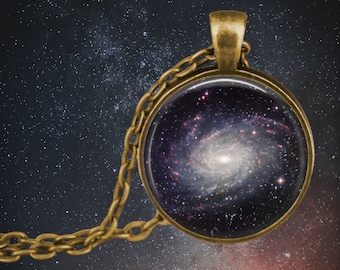 Milky Way Galaxy Necklace: Astronomy Jewelry, Celestial Pendant