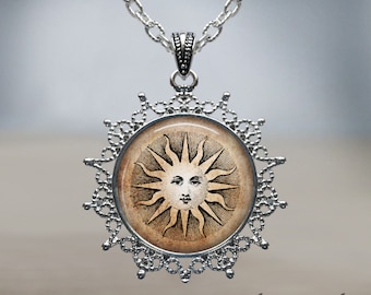 Antique Sun Face Pendant Necklace: Bronze Solar Jewelry - Etsy Antique Sun Face Pendant Necklace: Bronze Solar Jewelry - Etsy