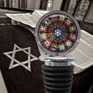 Jewish Star of David Mosaic WINE STOPPER - Jewish Household Gift - Religious Wine Gift - Judaism - Hanukkah Wine Gift - Hebrew Gift - Pesach