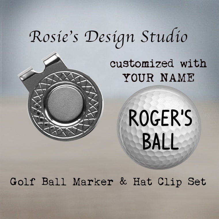 Custom Name Golf Ball Marker and Hat Clip Set Golfball Etsy