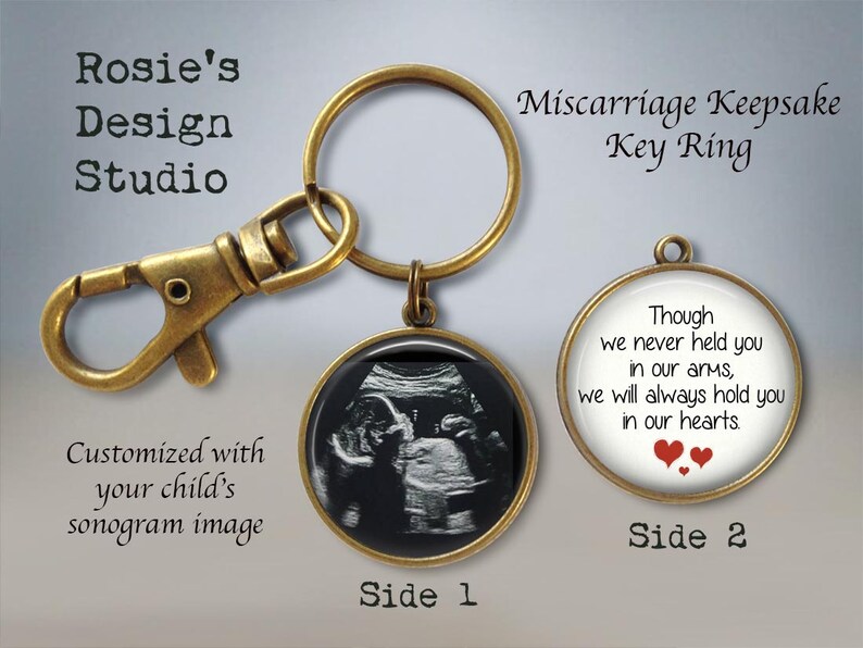 Miscarriage Keepsake Keychain Your Baby's SONOGRAM Ultrasound Double Sided Key Ring Baby Sonogram Jewelry Baby Memorial Jewelry image 2