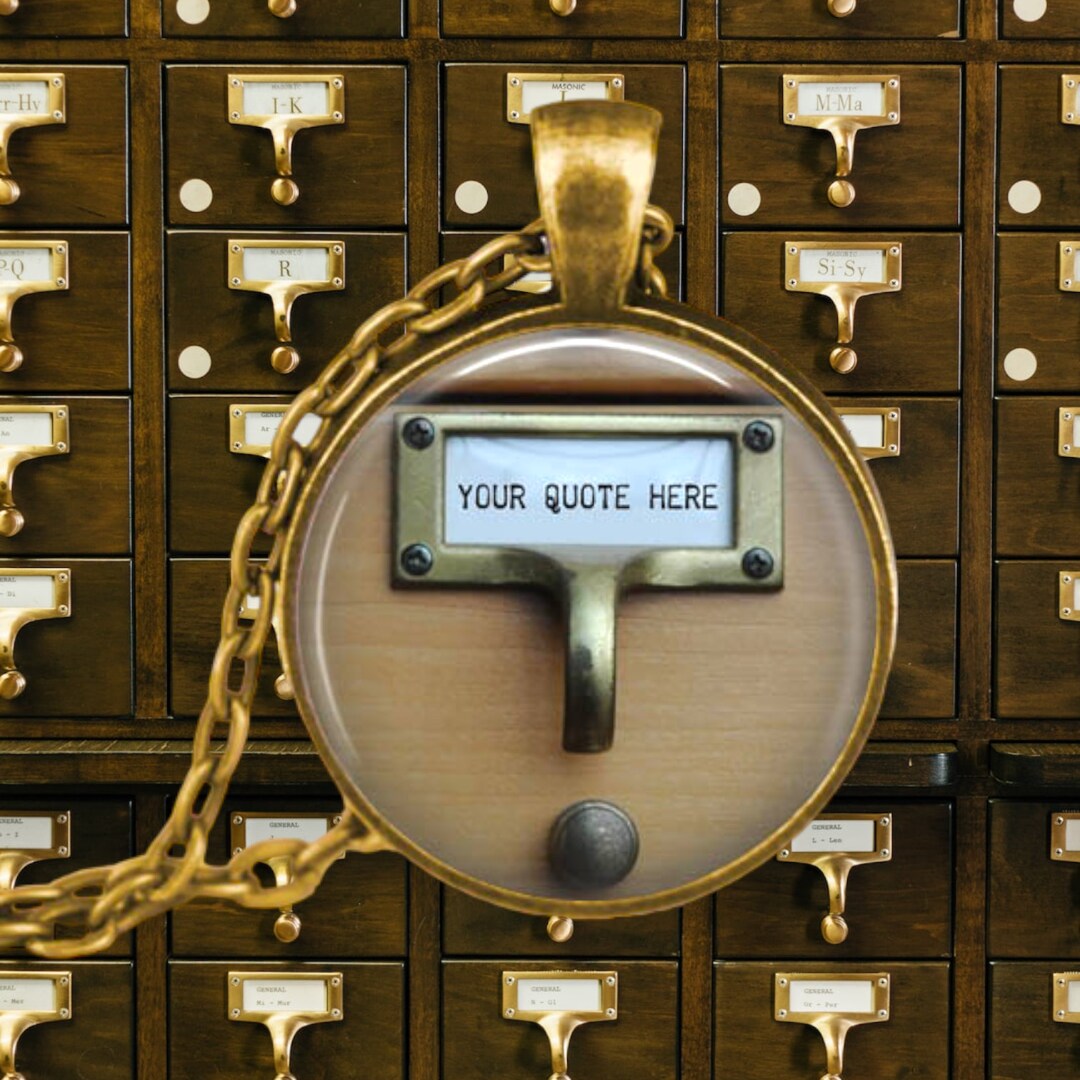 Custom Library Card Catalog Necklace: Personalized Librarian Gift - Etsy