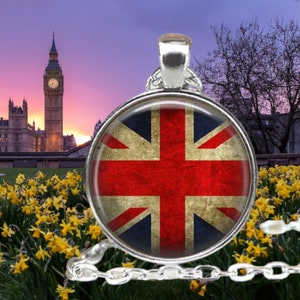 Union Jack Pendant Necklace: British Flag Jewelry, UK Souvenir