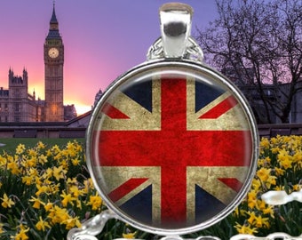 Union Jack British Flag Pendant Necklace - Union Jack Jewellery - UK Flag Necklace - Great Britain Flag - Union Jack Keychain - England