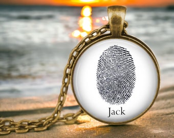 Custom Memorial Fingerprint Necklace - Your Loved One's Fingerprint or Thumbprint with Name - Memory Jewelry - Personalized Necklaces