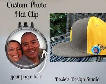 Baseball Hat Clip - Photo Hat Clip - Custom Picture Gift - Gift for Him - Personalized Picture Gift for Him - Gift for Dad - Visor Clip