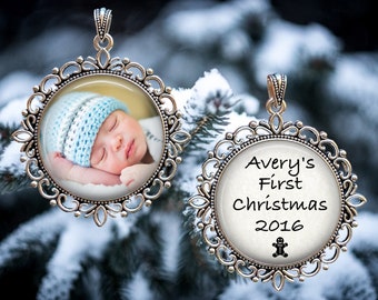 Baby's First Christmas Picture Ornament - Child's 1st Christmas Ornament - Customized Gift - Personalized Ornaments - Photo Ornament