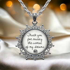 Mother of Bride Pendant Necklace: Thank You Gift, Vintage Style
