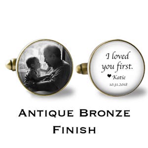 FATHER of the BRIDE Cufflinks I loved you first Dad Photo Cuff Links Cuff Links Father of the bride gift Wedding Cufflinks image 4