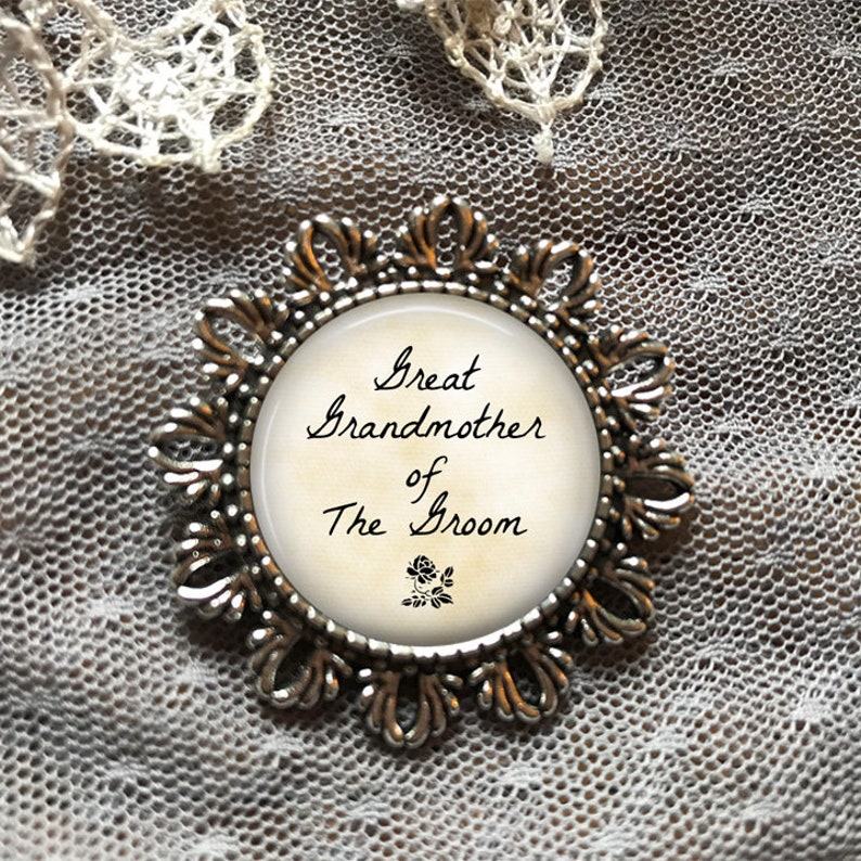 Grandmother or Great Grandmother of the Bride or Groom BROOCH Wedding Jewelry Gift for Wedding Relatives Bride Grandpa Pin Abuela image 2