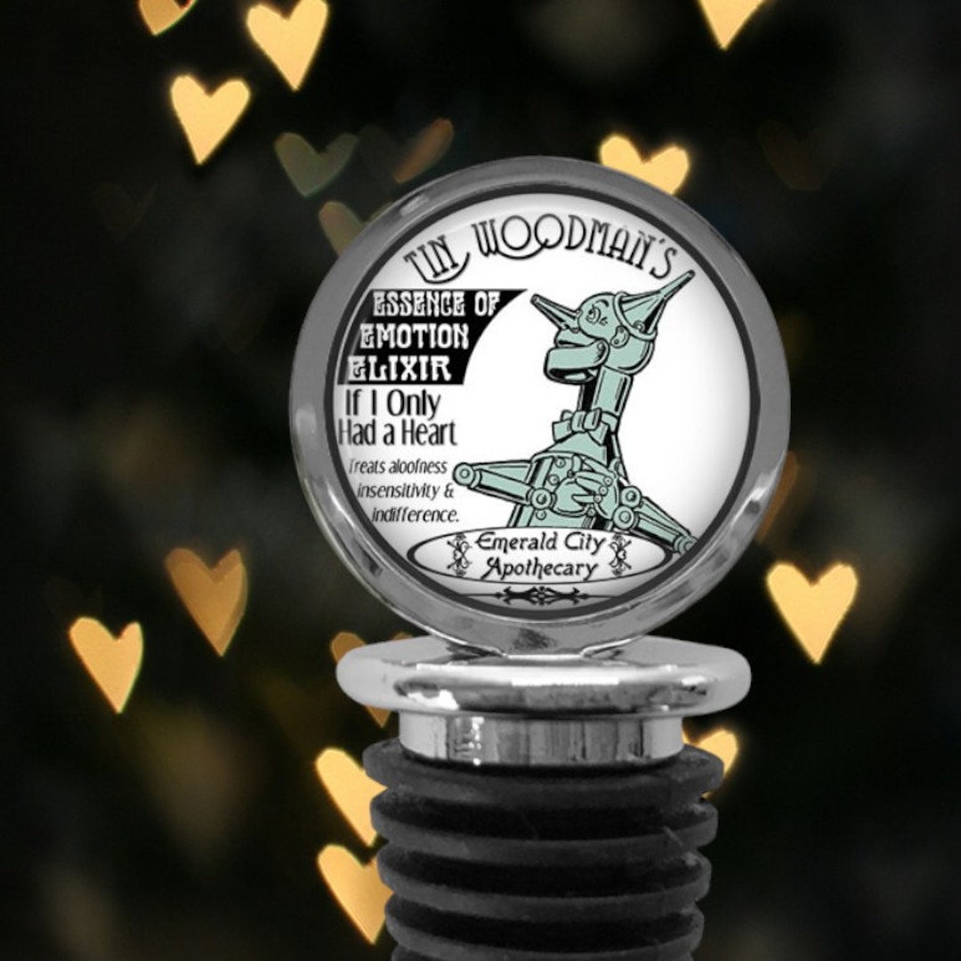 Wizard of Oz WINE BOTTLE STOPPER Tin Man Heart Gift for Reader Wine