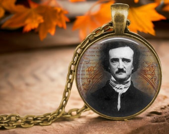 Bijoux portrait Edgar Allan Poe - Collier pendentif Poe - Cadeau pour les lecteurs - Littérature américaine - Cadeau littéraire