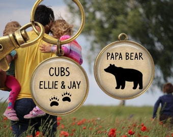 Papa Bear Keychain - Gift for Dad - Daddy Bear - Gift from Kids - Photo Keychain - Personalized Gift - Papa Bear Key Ring - Gifts for Him