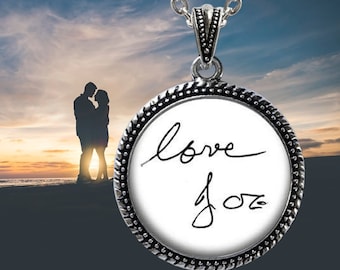 Personalized Handwriting Necklace: Signature Jewelry, Memorial Gift