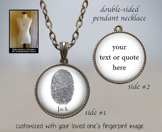 Custom Fingerprint and YOUR QUOTE Necklace Custom Fingerprint