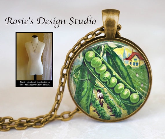 Collar colgante de guisantes verdes Joyería de - Etsy